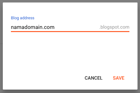 Tangkapan layar pengisian domain custom di Blogger